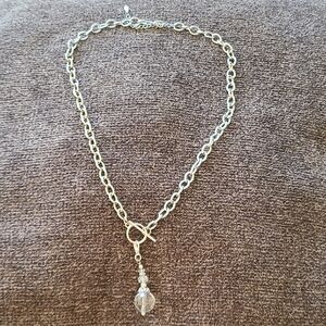 Elegant Silver Chain Necklace with Crystal Pendant